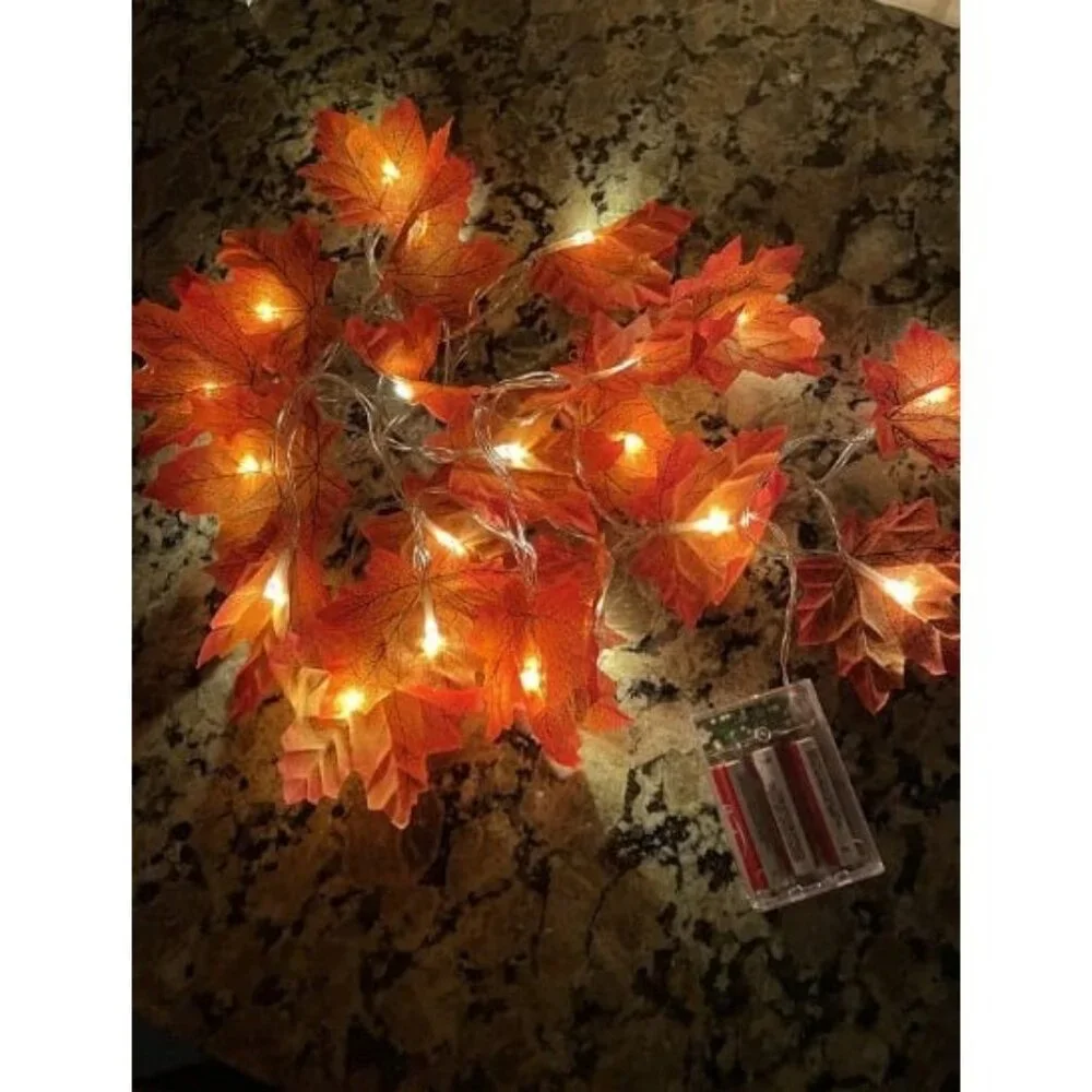 [ Timer & 3 Pack ] 30Ft Fall Garland Fall Decor for Home 60 LED Leafed Light